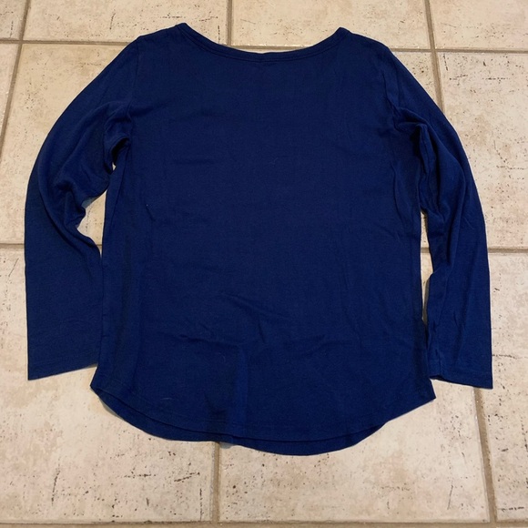 💜 George Navy Blue Long Sleeve T-Shirt XL/TG 100% Cotton Scoop Neck Tee Basic - Picture 2 of 5